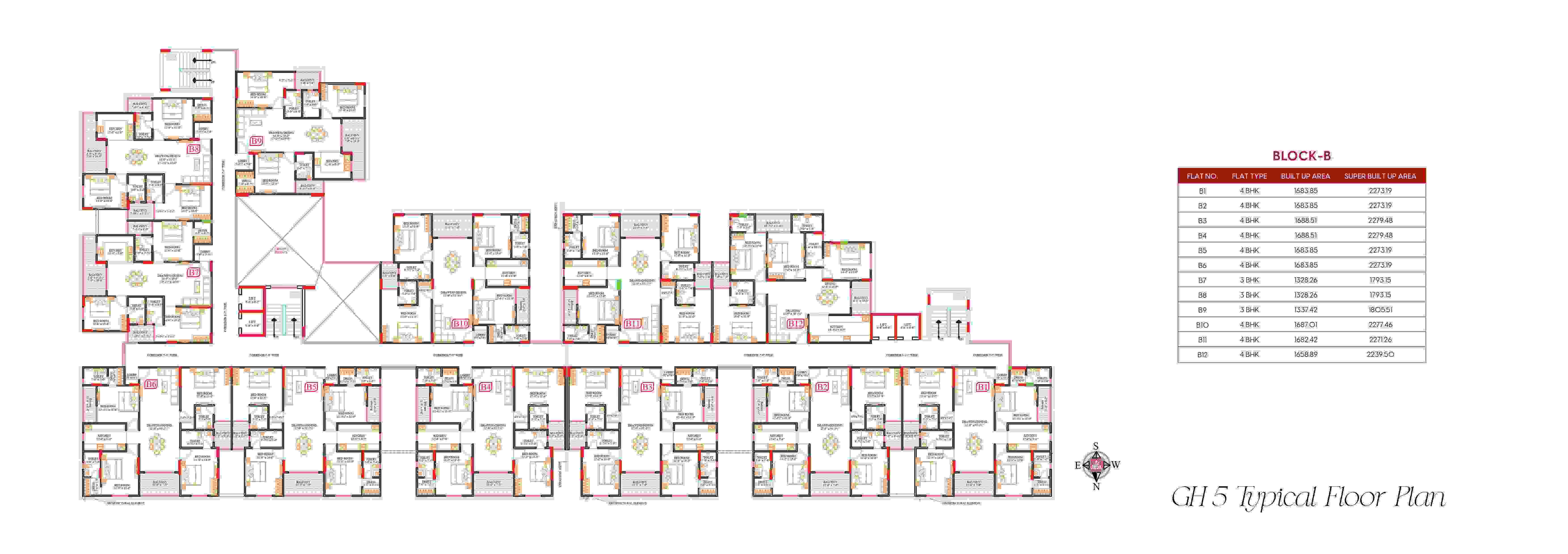 Ground floor architectural layout plan for Gulmohar Heights